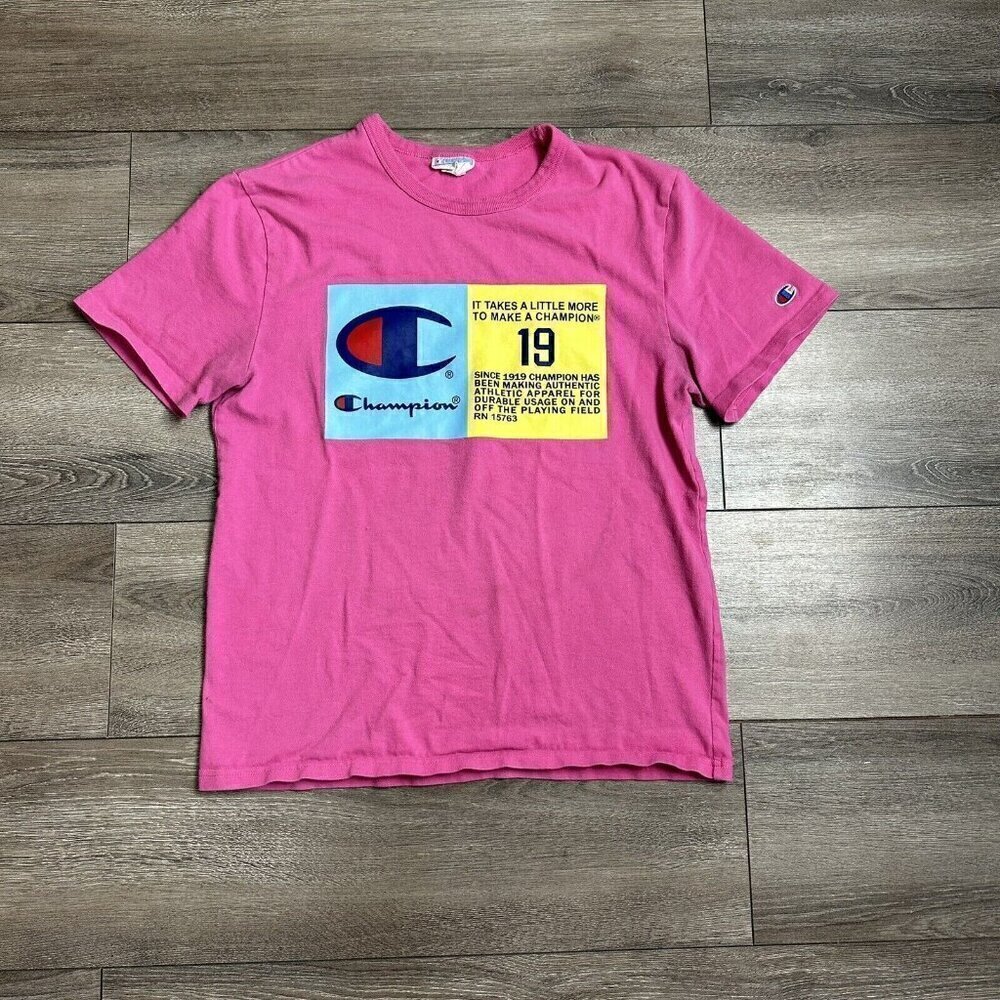 Champion T Shirt Size M Short Sleeve Heritage Tee Pink